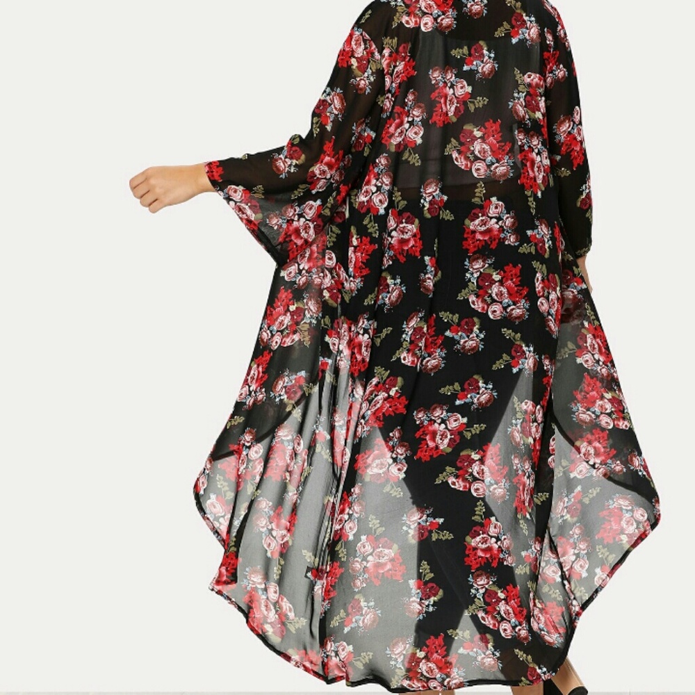 💋🐝SALE🐝💋  Floral Print Dip Hem Kimono - Picture 3 of 8